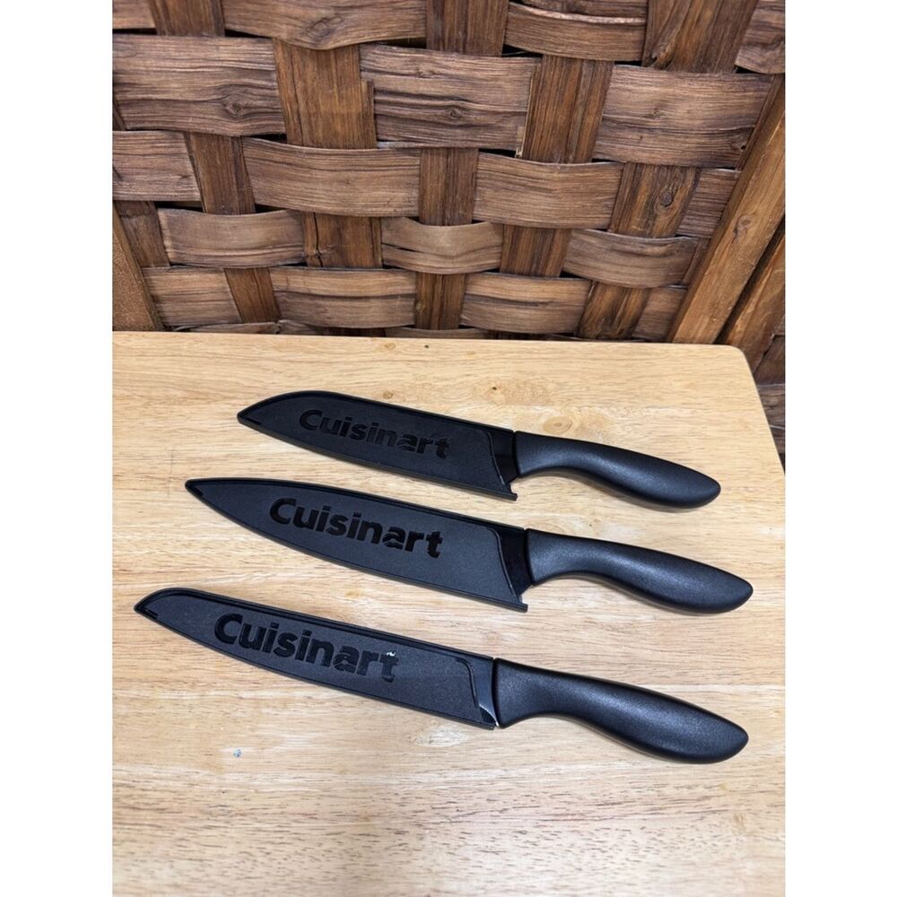 Cuisinart Black 3-Piece Chef & Utility Knife Set with Sheaths